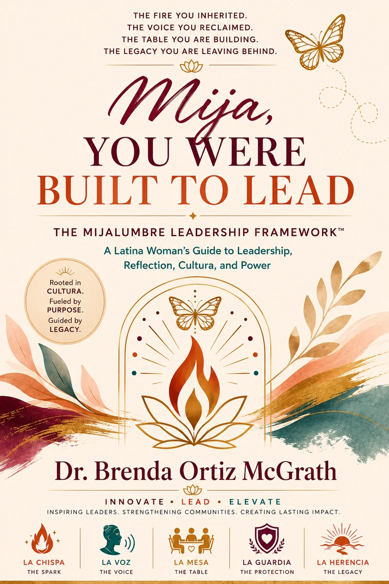 Book cover: Mija, You Were Built to Lead — The MijaLumbre Leadership Framework by Brenda Ortiz McGrath.